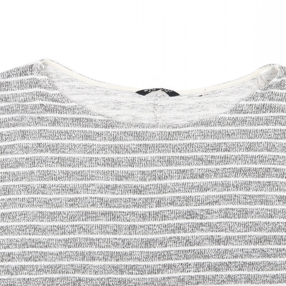 Select Womens Grey Striped Knit Pullover Jumper Size 12