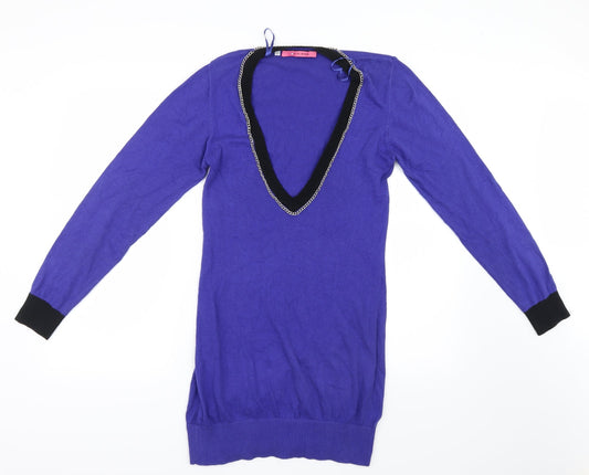Pink Soda Womens Blue  Knit Pullover Jumper Size 10