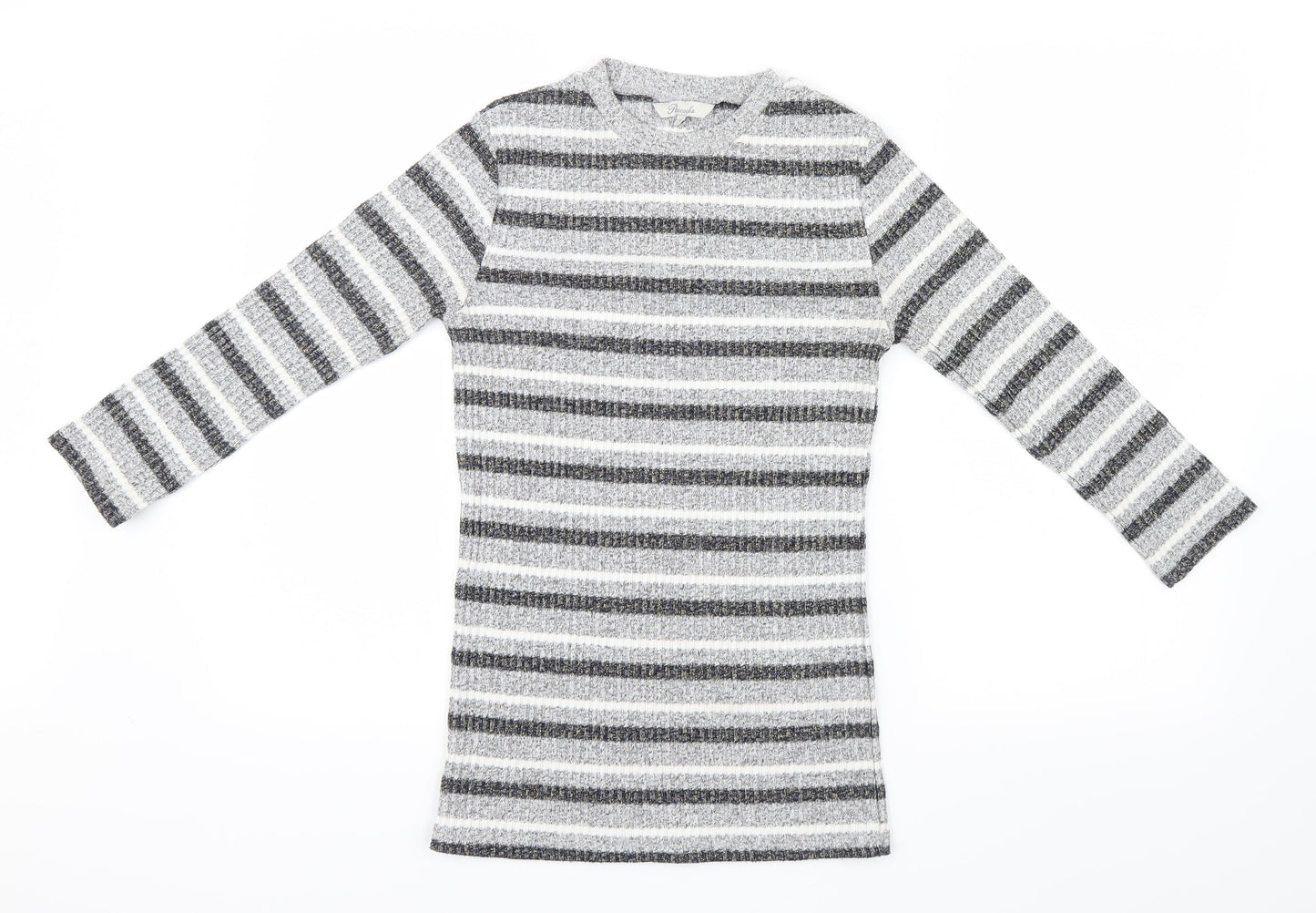 Peacocks Womens Grey Striped  Pullover Jumper Size 10