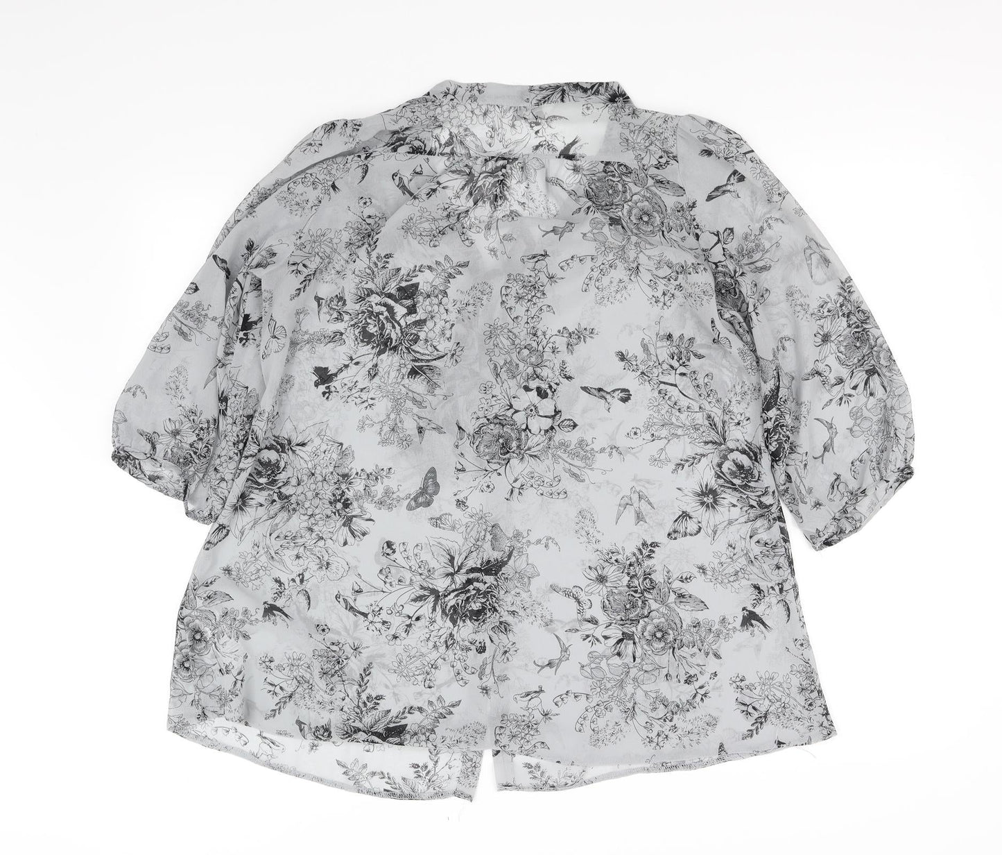 New Look Womens Grey Floral  Basic Blouse Size 10