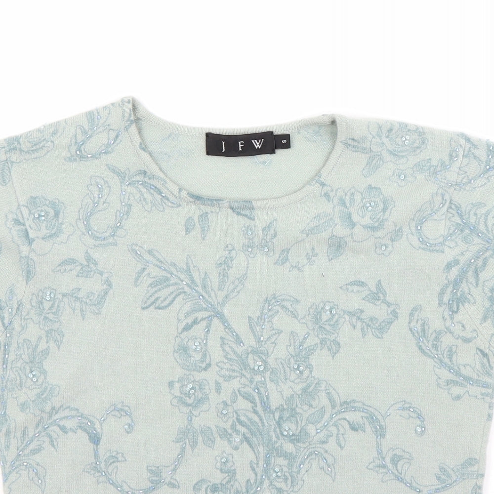 JFW Womens Green Floral  Pullover Jumper Size S