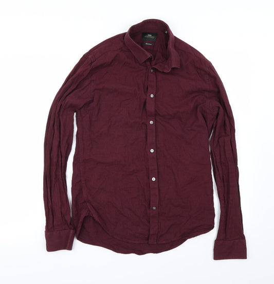 Moss London  Mens Red    Button-Up Size M