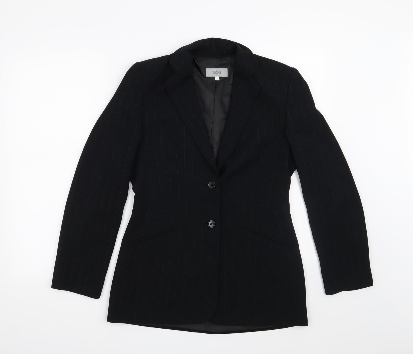 NEXT Womens Black Striped  Jacket Suit Jacket Size 8