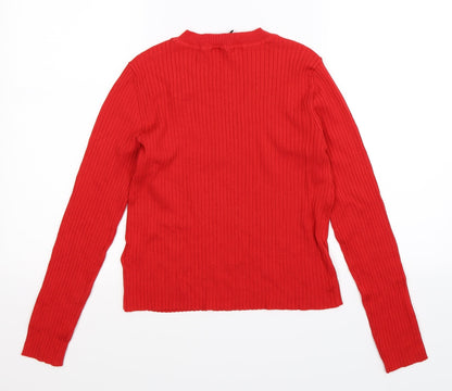 Divided Womens Red  Knit Pullover Jumper Size M