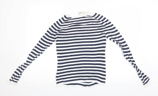 Magnum Girls White Striped  Pullover Jumper Size 13 Years