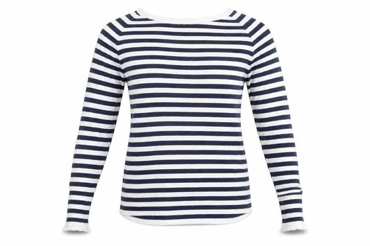 Magnum Girls White Striped  Pullover Jumper Size 13 Years