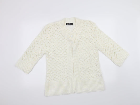 Elegant Collection Womens White   Cardigan Jumper Size S