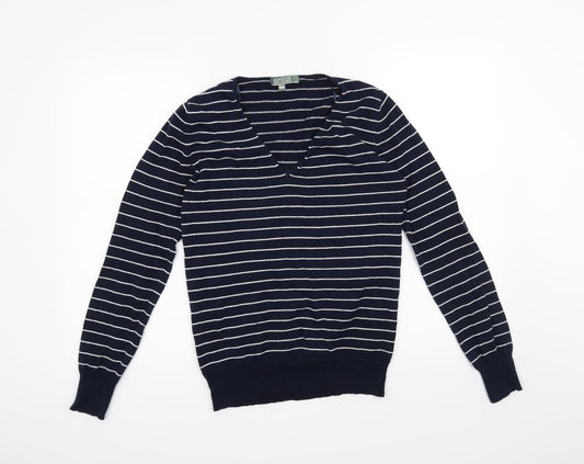 Burdale Knitwear Womens Blue Striped  Pullover Jumper Size 12