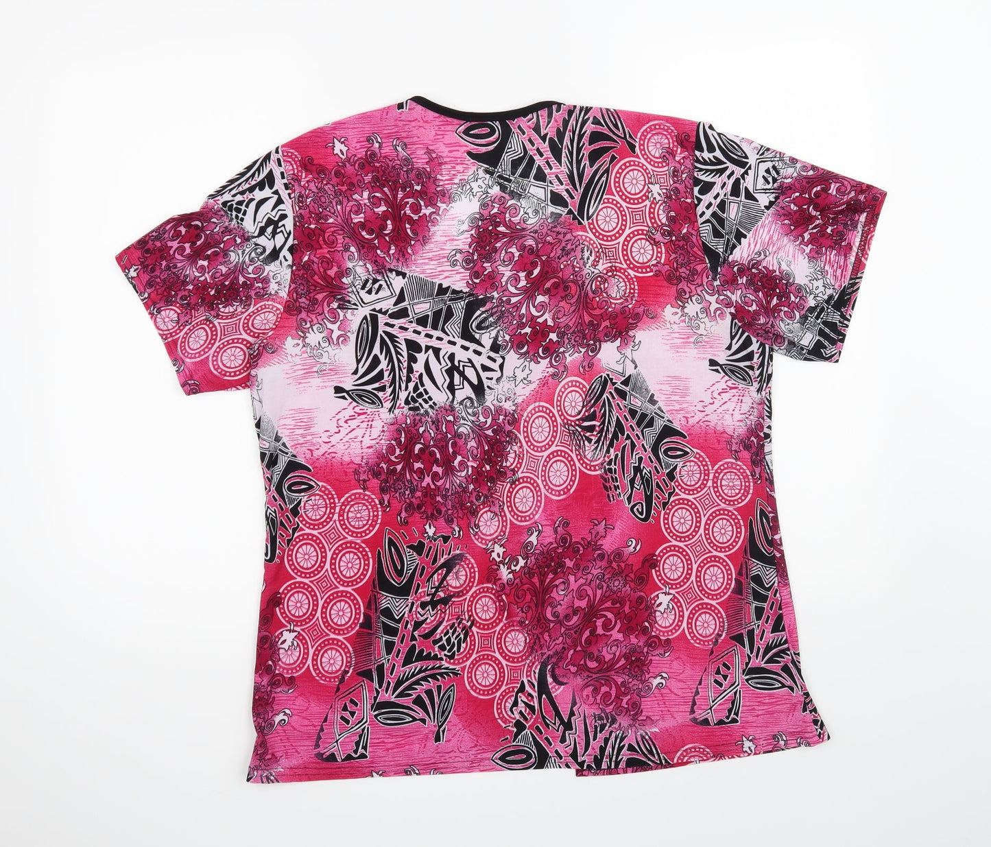 mega designs Womens Pink Floral  Basic T-Shirt Size XL