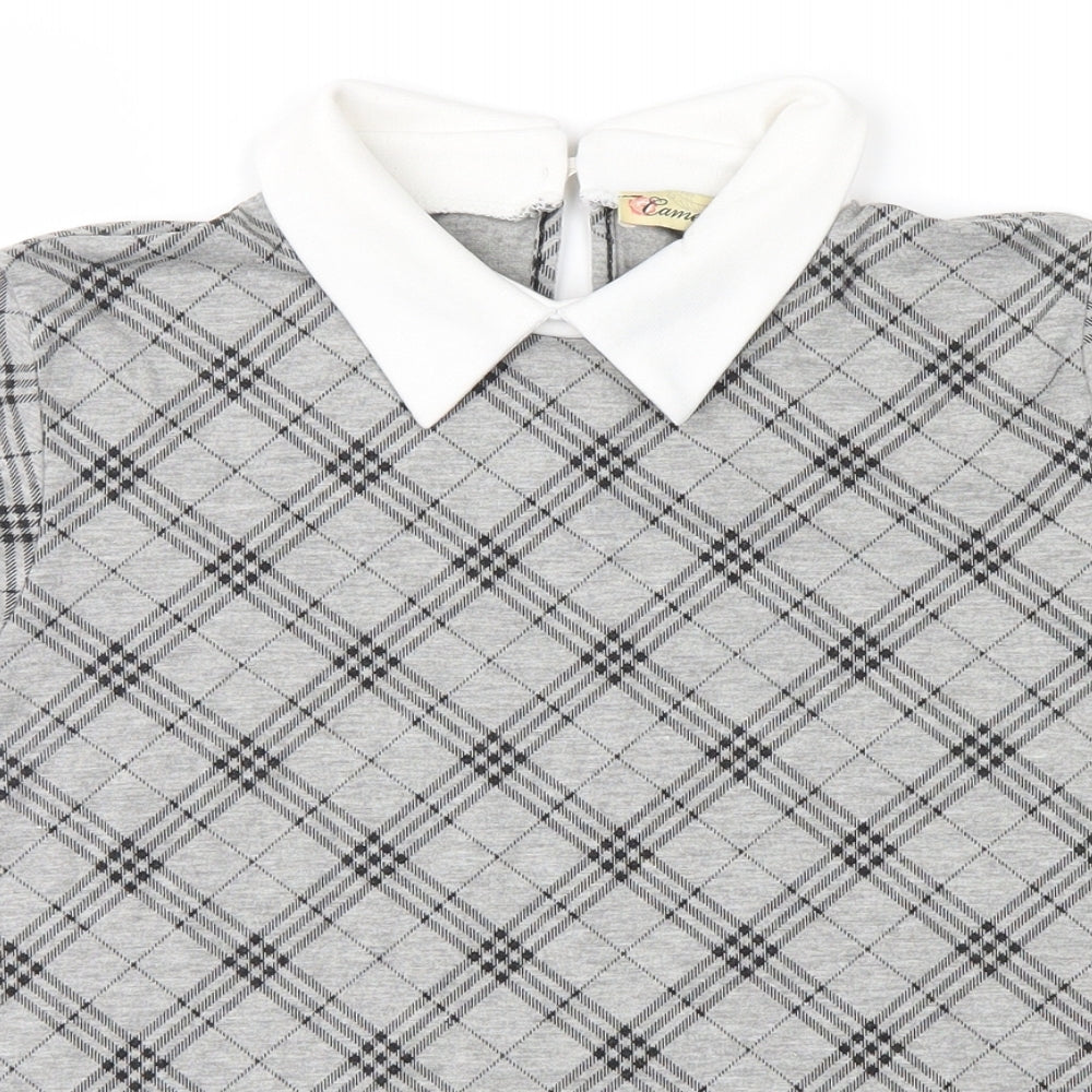cameo rose Womens Grey Check  Basic T-Shirt Size 8