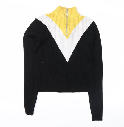 Cameo Rose Womens Black Striped Pullover Jumper Size S