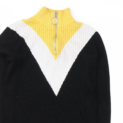 Cameo Rose Womens Black Striped Pullover Jumper Size S