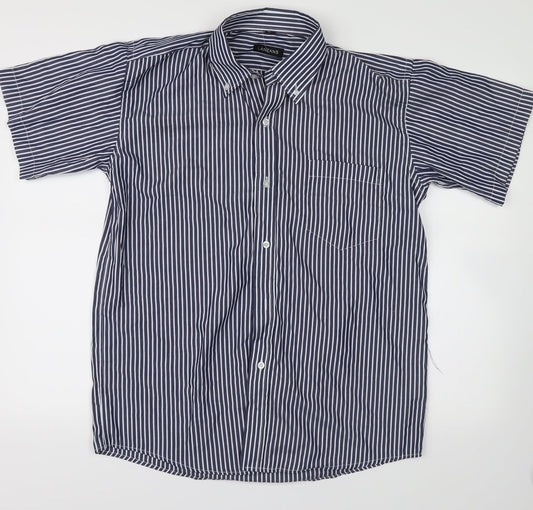 lanzans Mens Blue Striped   Button-Up Size 40