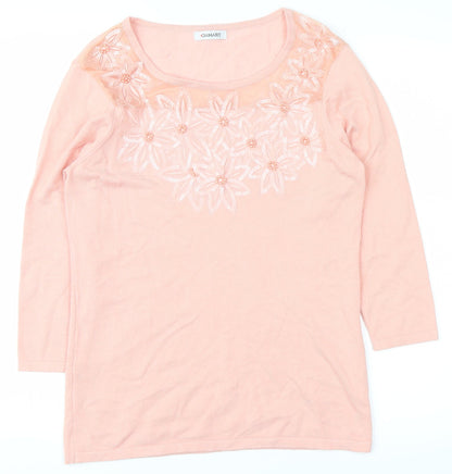 Preloved Damart Womens Pink Floral  Pullover Jumper Size 10 - Front