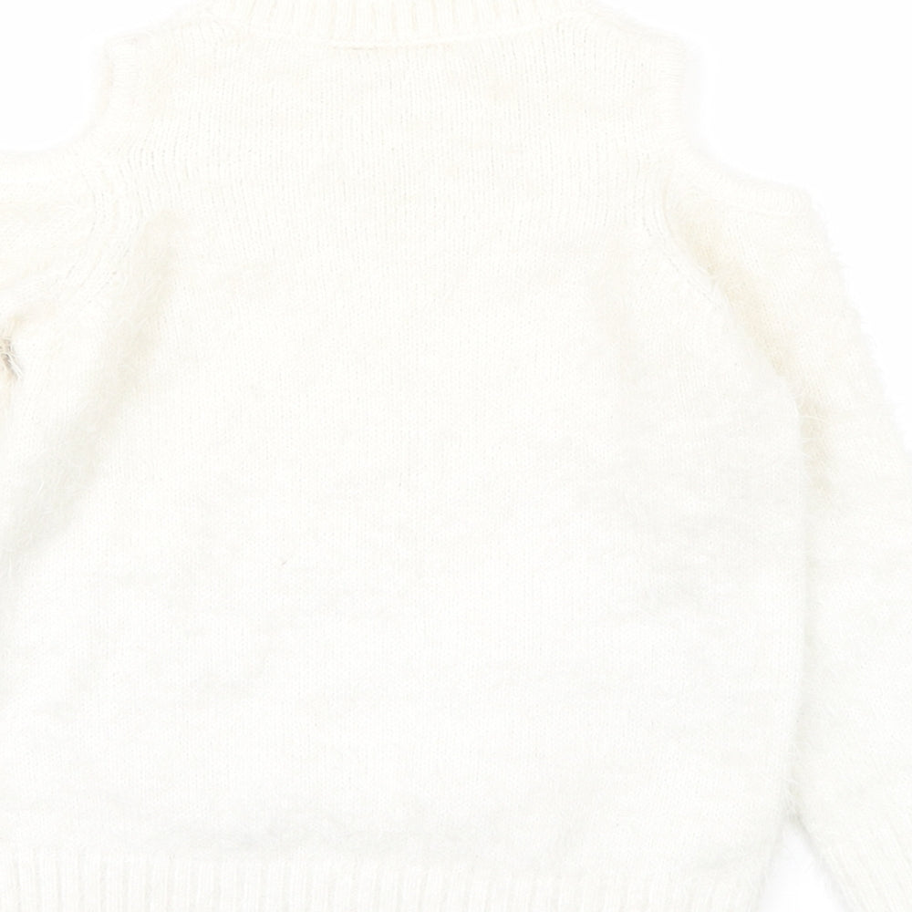 Marks and Spencer Girls White   Pullover Jumper Size 5 Years