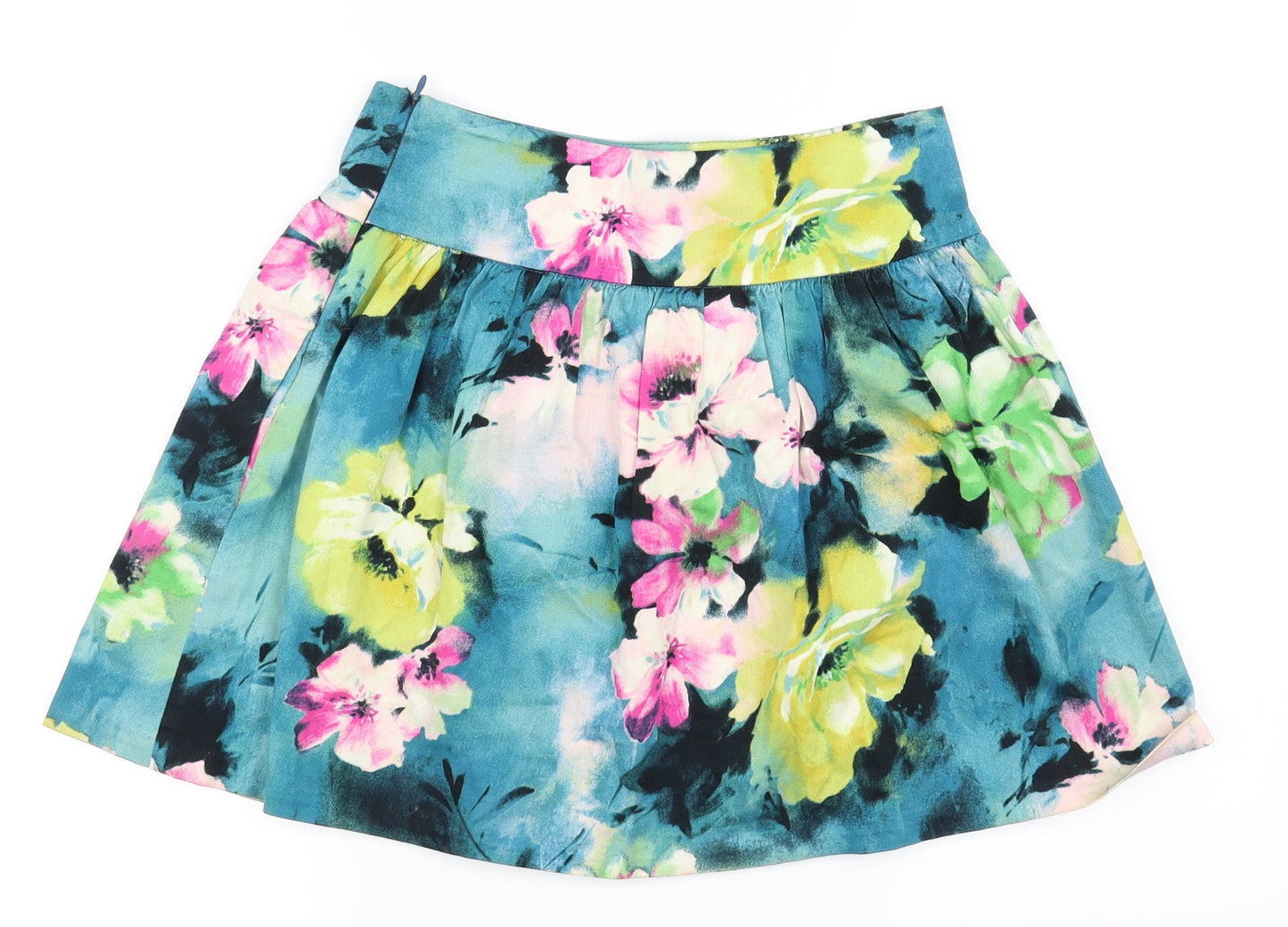 Lux Womens Blue Floral  Skater Skirt Size S