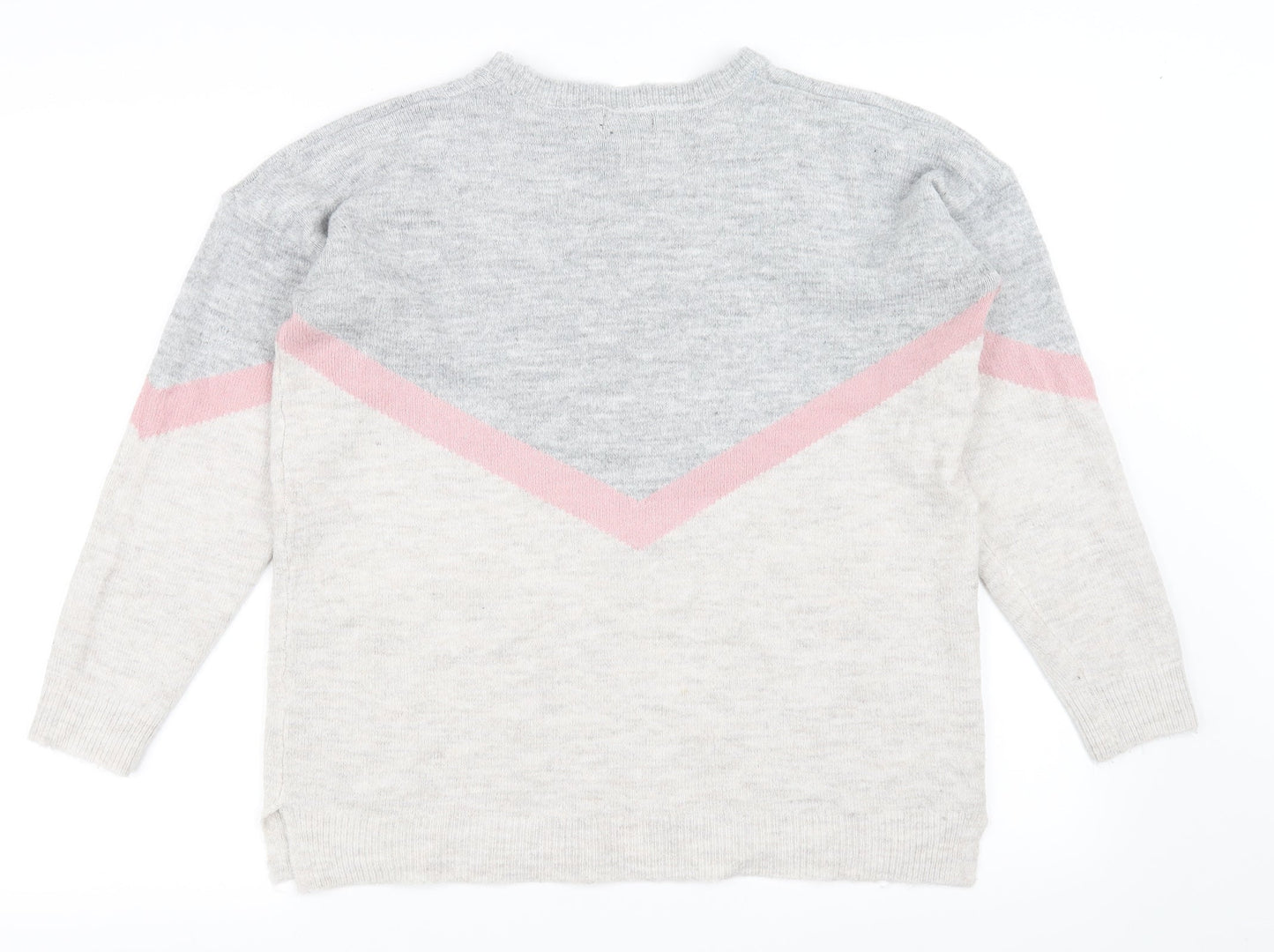 M&Co Womens White Striped  Pullover Jumper Size 8