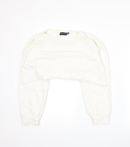 PRETTYLITTLETHING Womens White  Jersey Pullover Sweatshirt Size 12