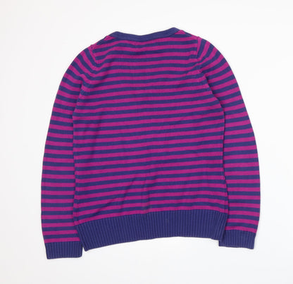 Preloved Marks and Spencer Womens Purple Striped Knit Pullover Jumper Size 12 - Back
