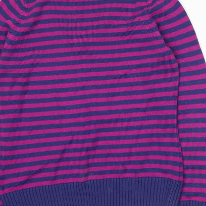 Preloved Marks and Spencer Womens Purple Striped Knit Pullover Jumper Size 12 - Label