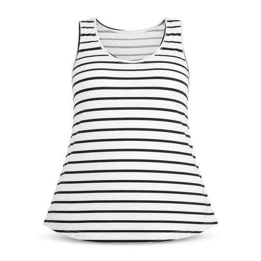 Avenue Womens White Striped  Basic Tank Size 14