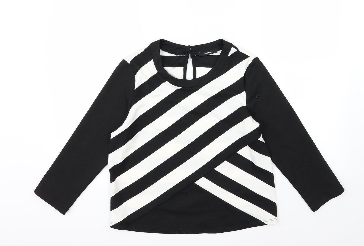 George Womens Black Striped  Basic T-Shirt Size 10