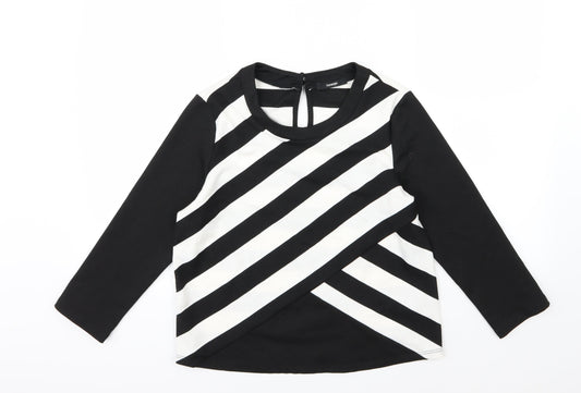 George Womens Black Striped  Basic T-Shirt Size 10