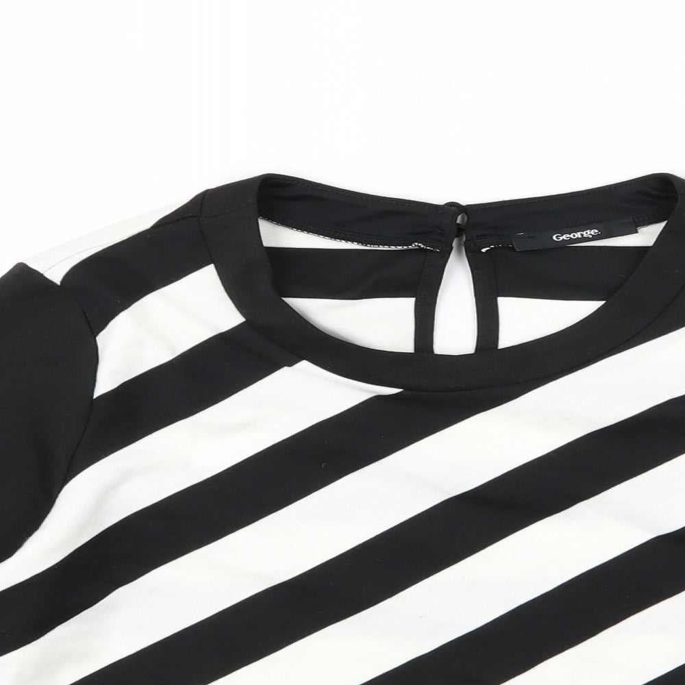 George Womens Black Striped  Basic T-Shirt Size 10