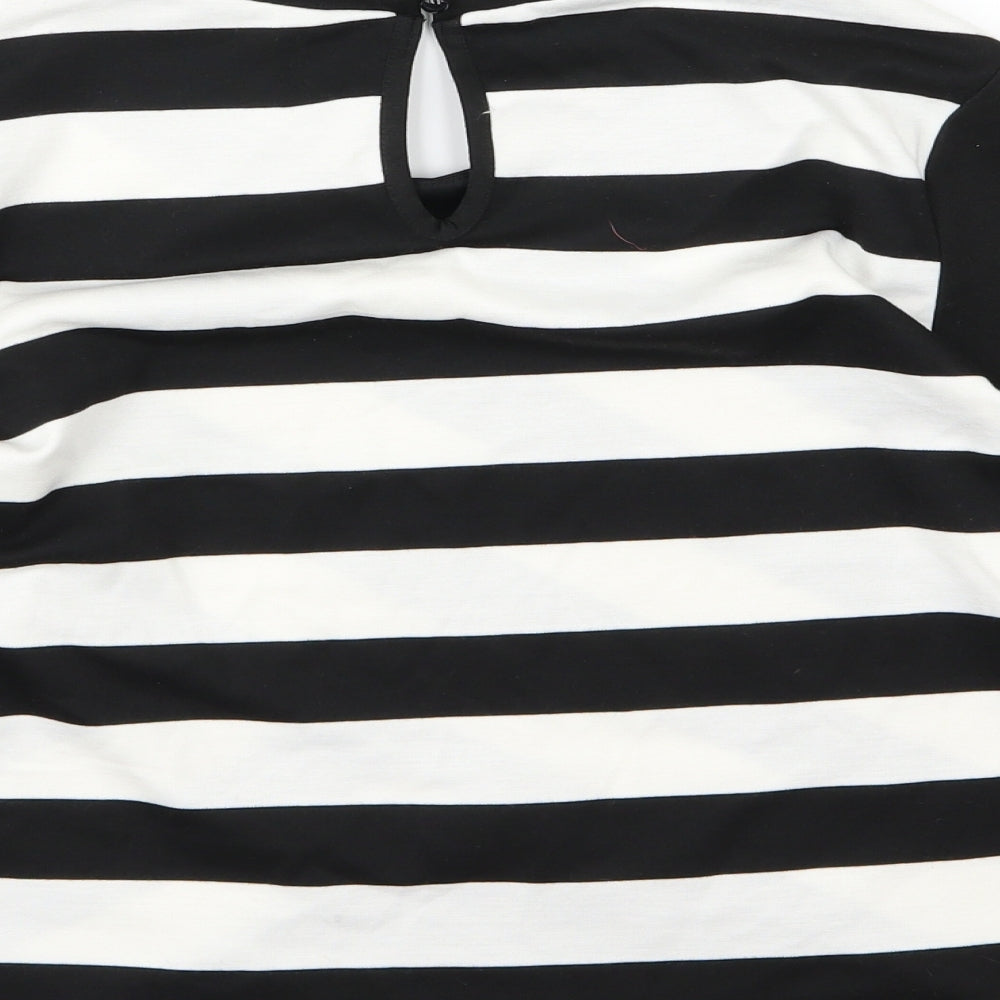 George Womens Black Striped  Basic T-Shirt Size 10
