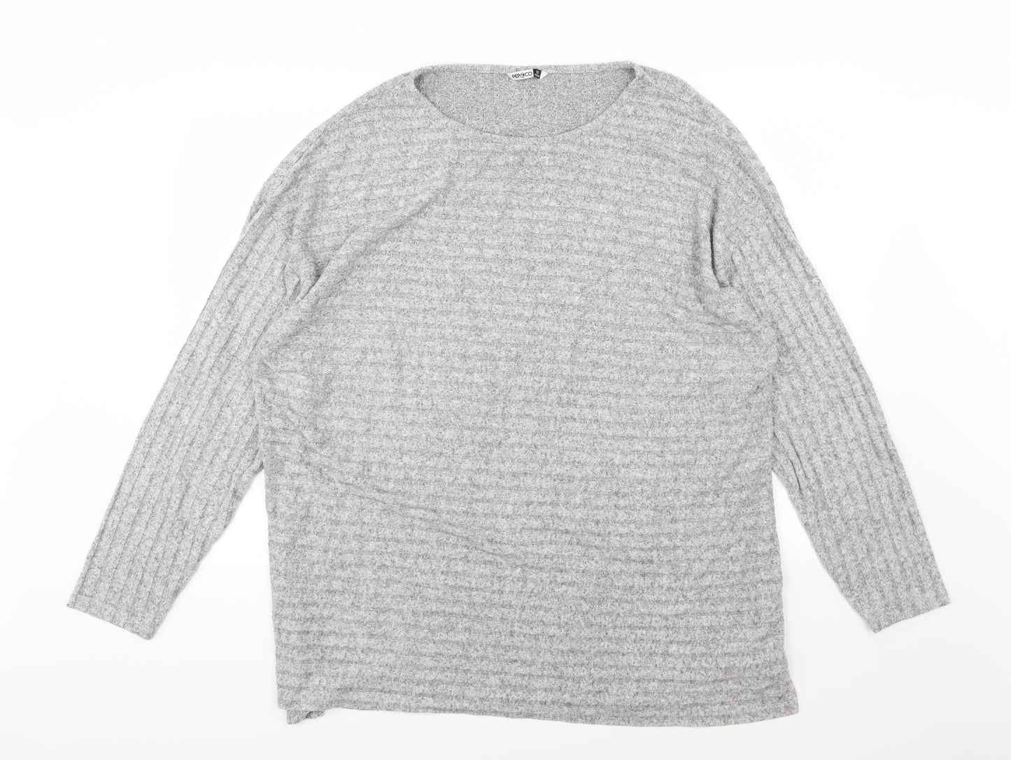 Pep&Co Womens Grey Striped Knit Pullover Jumper Size 20