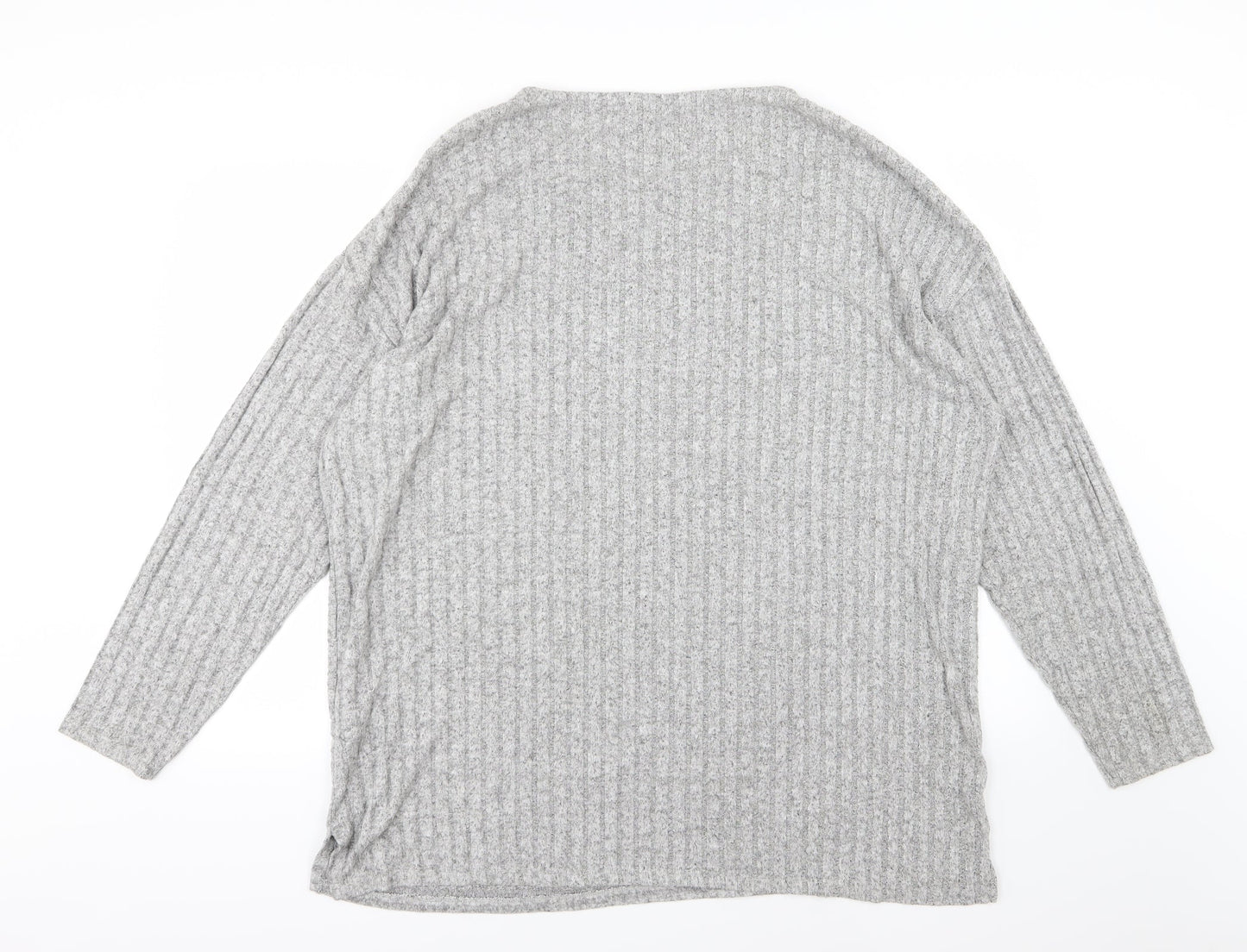 Pep&Co Womens Grey Striped Knit Pullover Jumper Size 20