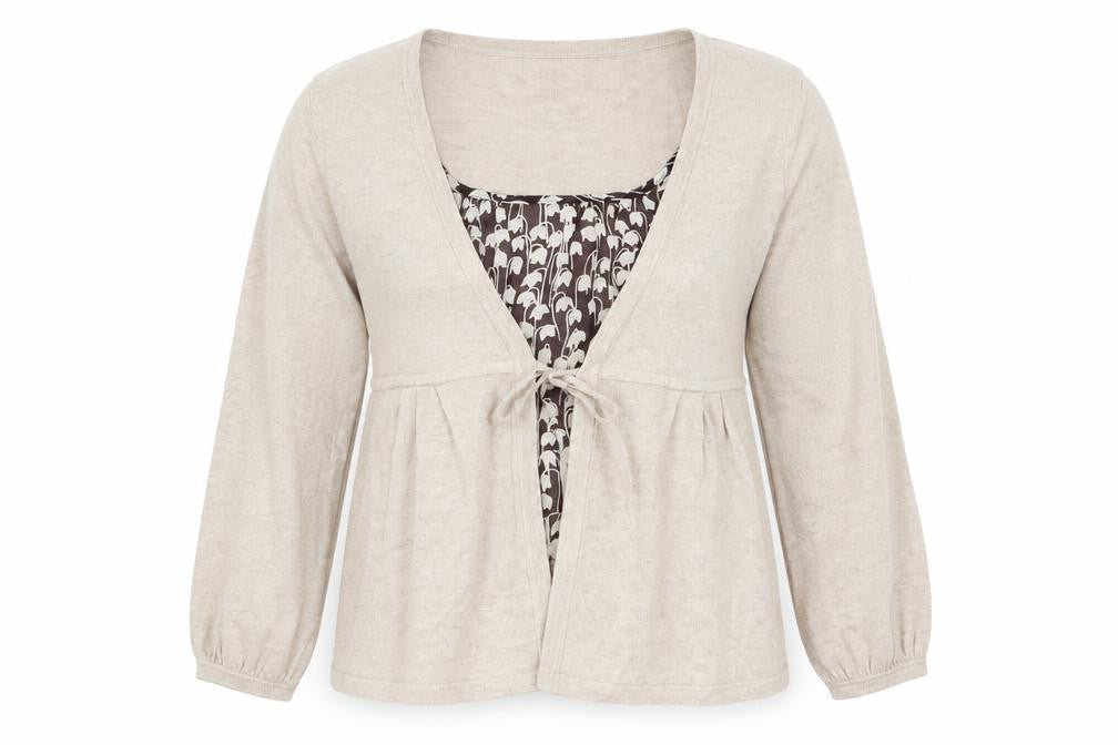 Marks & Spencer Womens Beige Floral Knit Pullover Jumper Size 14  - Cardigan and top all in one