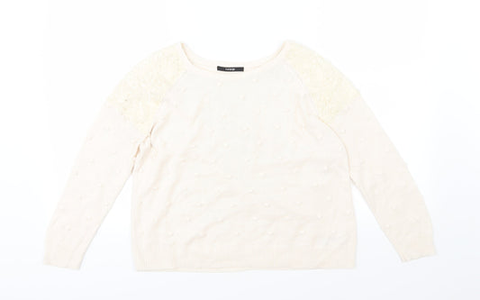George Womens Beige Polka Dot Knit Pullover Jumper Size 12
