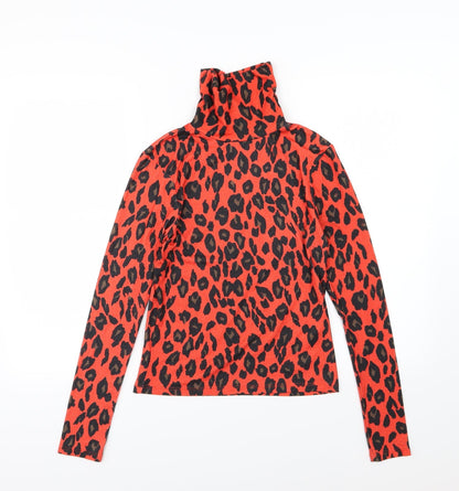 Preloved Primark Womens Red Animal Print Jersey Basic T-Shirt Size S - Front