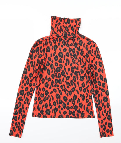 Preloved Primark Womens Red Animal Print Jersey Basic T-Shirt Size S - Back