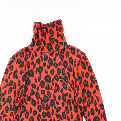 Preloved Primark Womens Red Animal Print Jersey Basic T-Shirt Size S - Detail