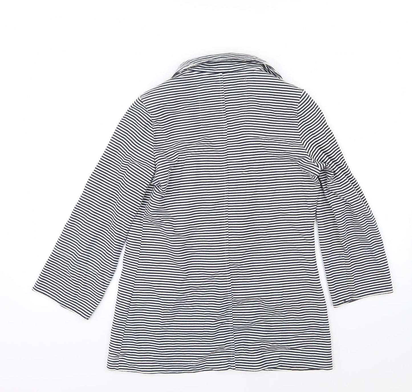 Denim & Co. Womens Blue Striped Denim Jacket Blazer Size 8