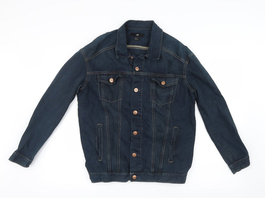 H&M Womens Blue  Denim Jacket  Size 10  - Ripped