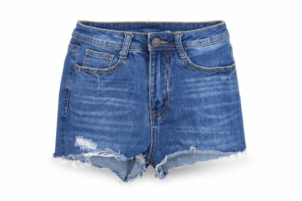 SHEIN Womens Blue  Denim Hot Pants Shorts Size S - Ripped