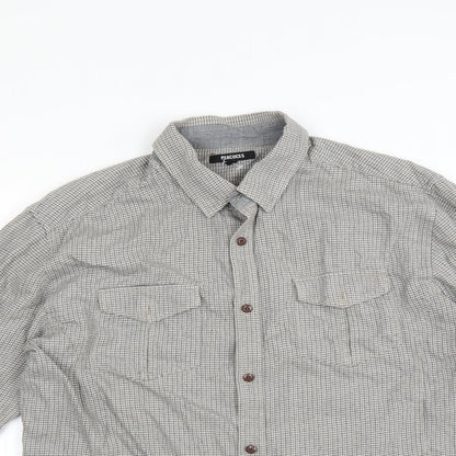 Peacocks Mens Green Check   Button-Up Size L