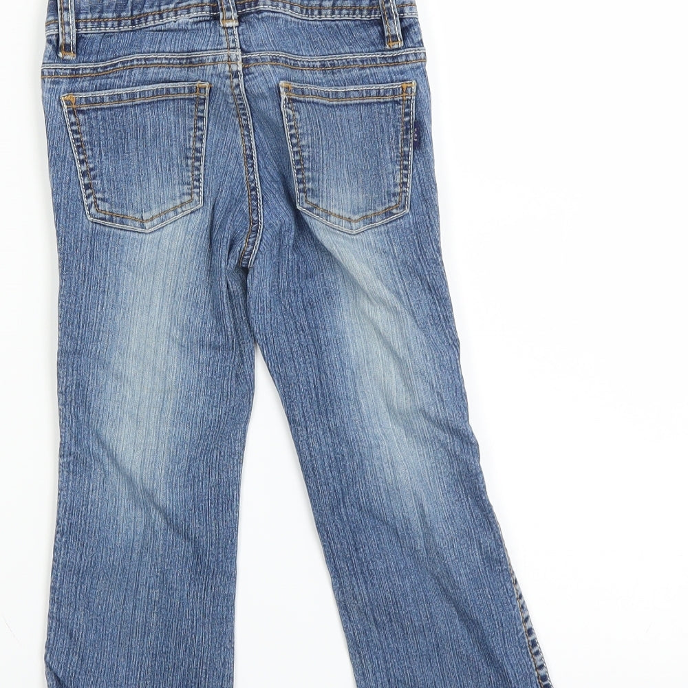Pumpkin Patch Girls Blue   Straight Jeans Size 4 Years - distressed hem sequins