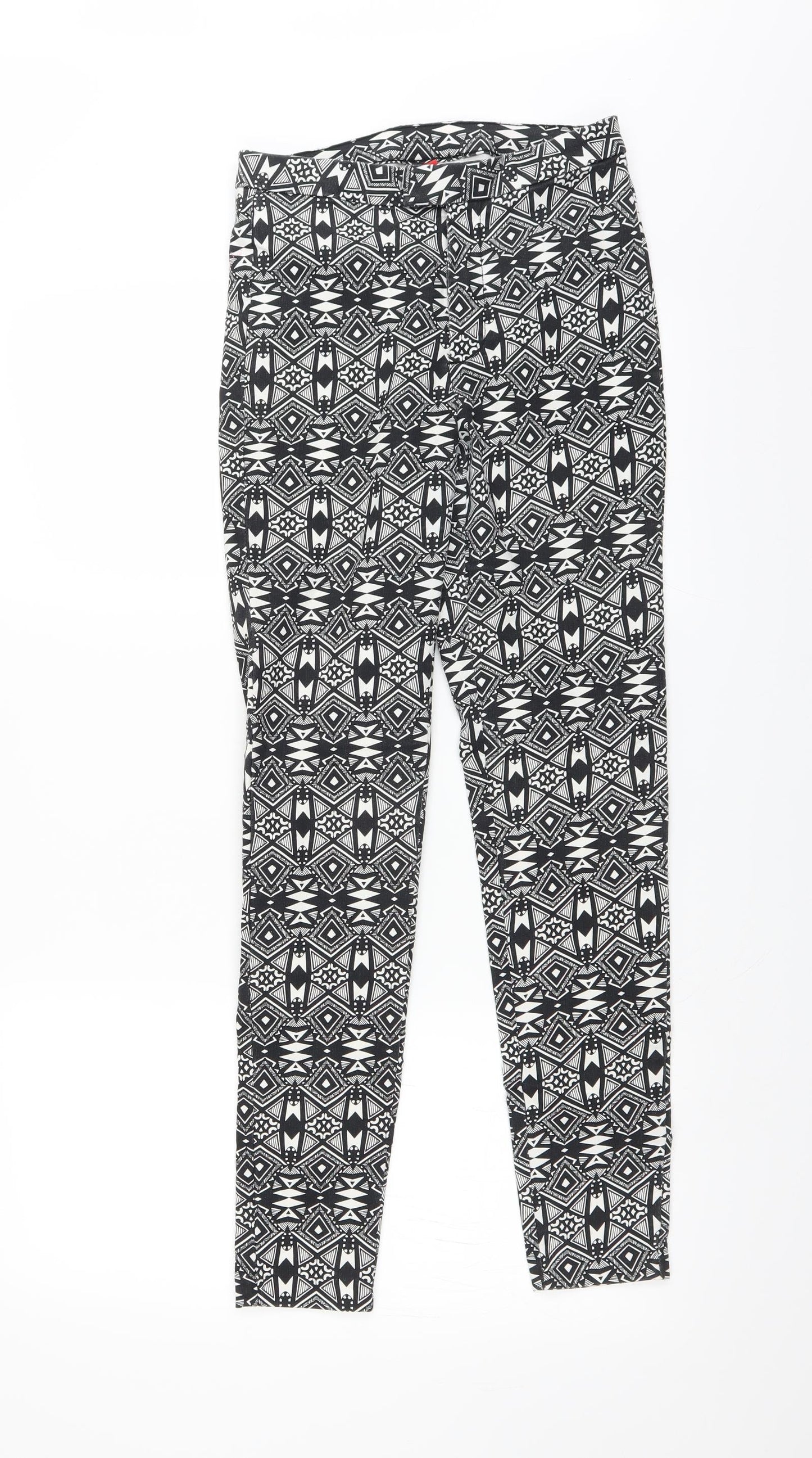 Divided by H&M Womens Black Geometric  Trousers  Size 10 L28 in