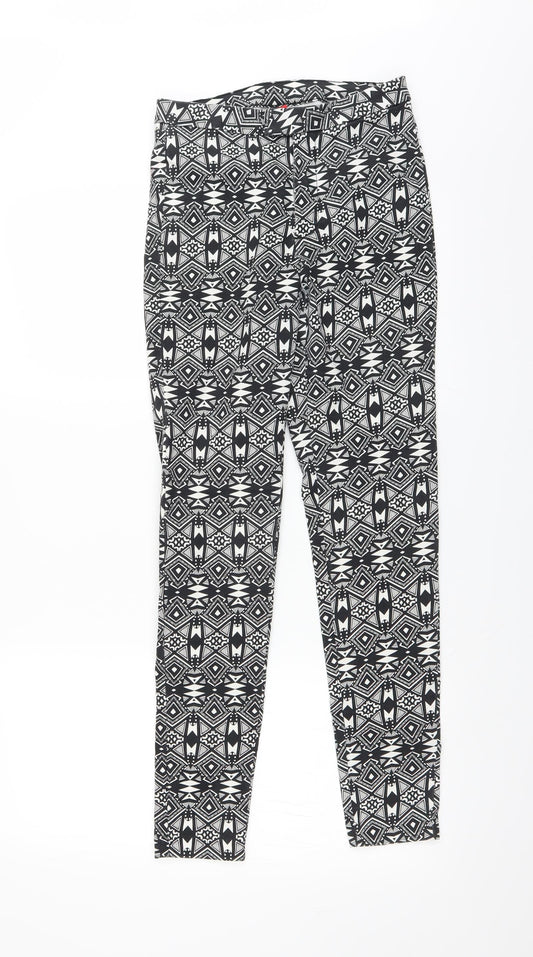 Divided by H&M Womens Black Geometric  Trousers  Size 10 L28 in