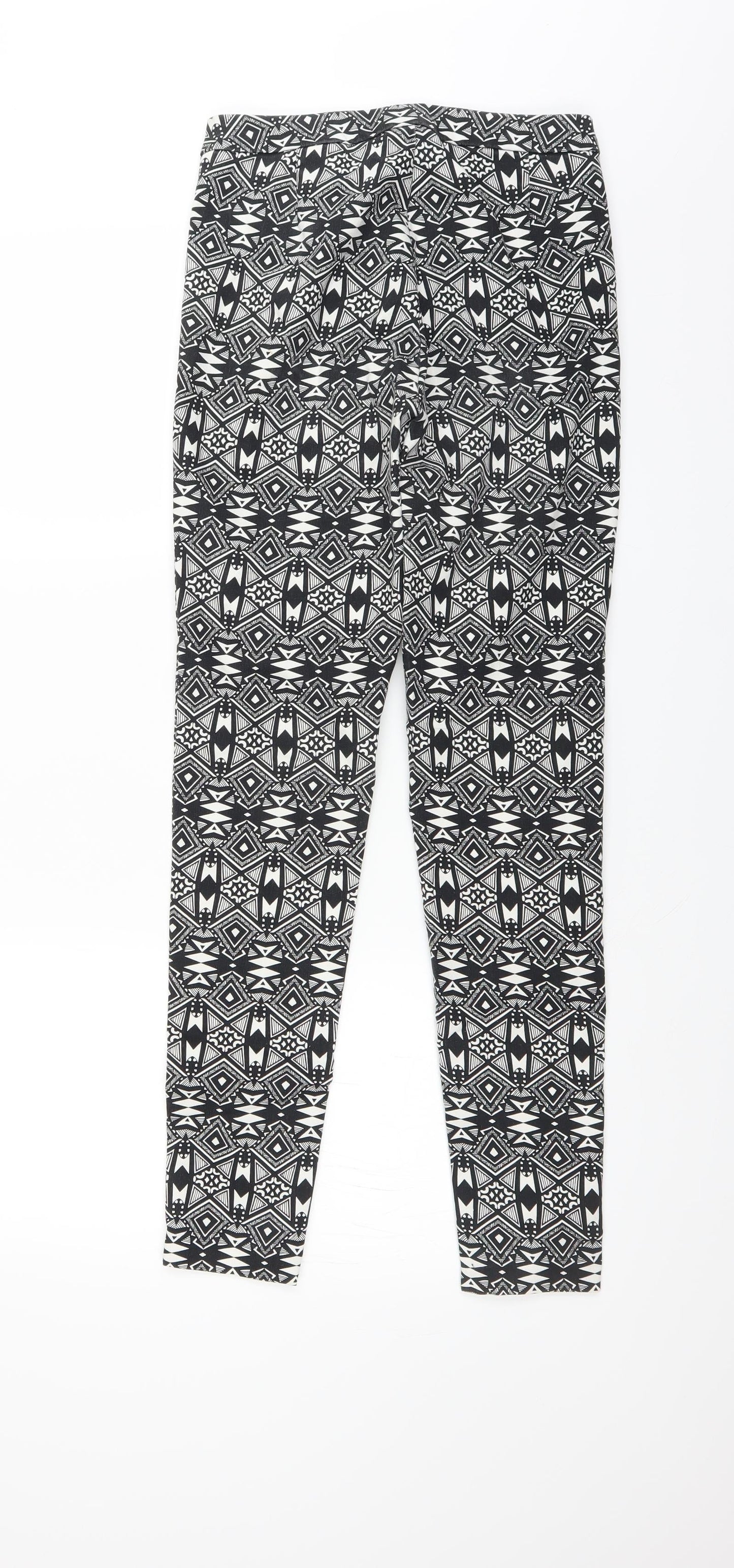 Divided by H&M Womens Black Geometric  Trousers  Size 10 L28 in