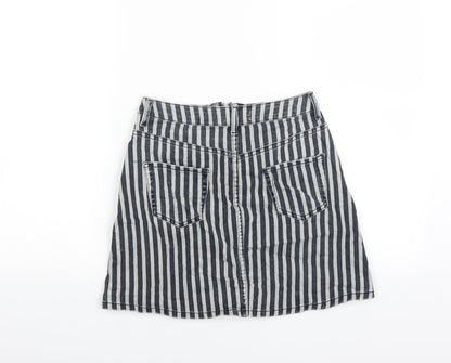 Preloved Primark Womens Blue Striped  Mini Skirt Size 6 - Back