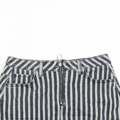 Preloved Primark Womens Blue Striped  Mini Skirt Size 6 - Detail