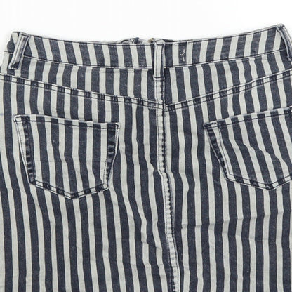 Preloved Primark Womens Blue Striped  Mini Skirt Size 6 - Label