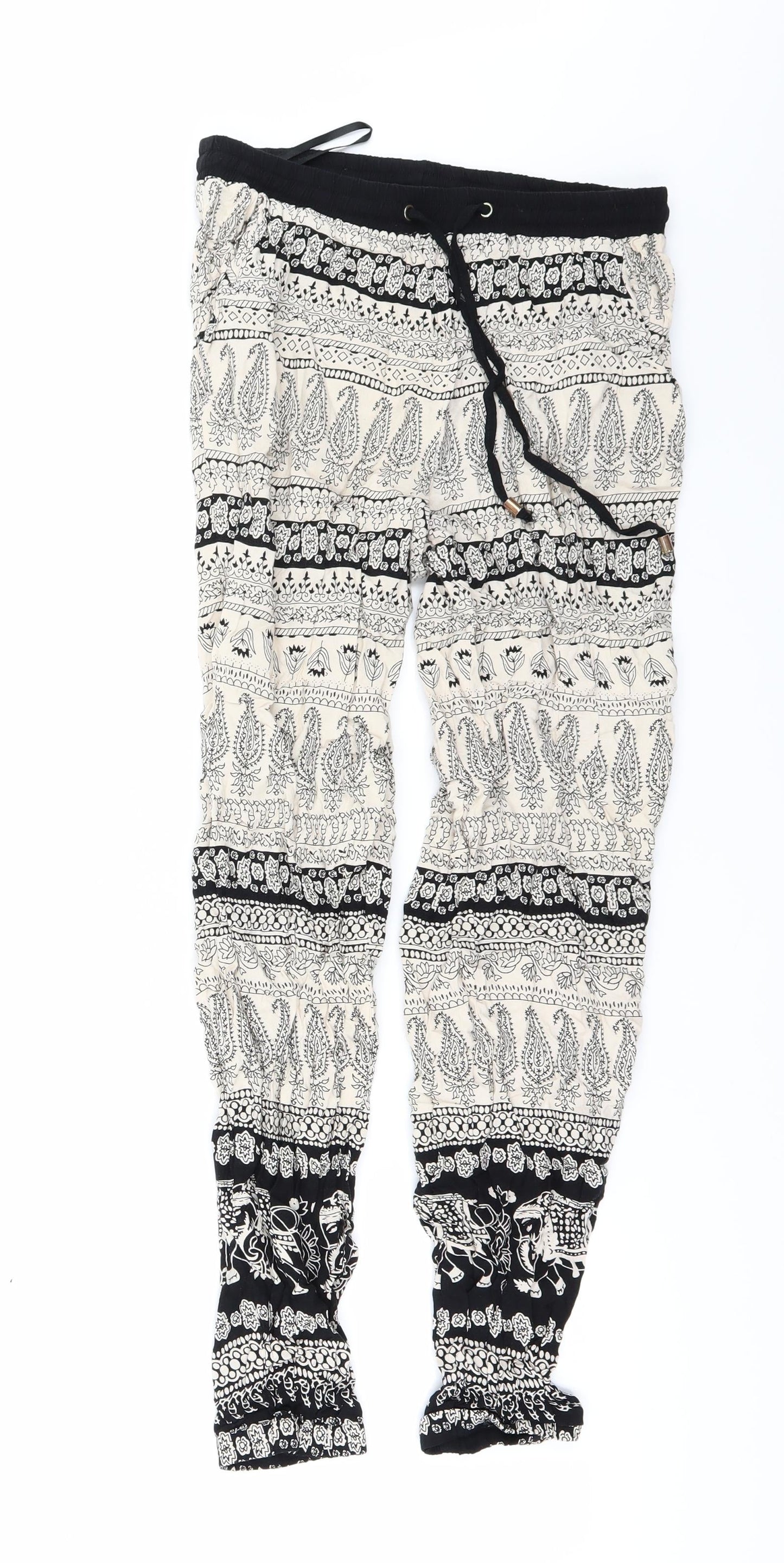 Atmosphere Womens Beige Geometric  Trousers  Size 10 L30 in