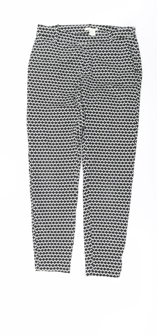 H&M Womens Black Geometric  Trousers  Size 8 L26 in