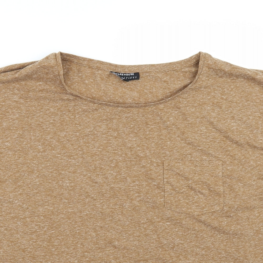 Warehouse Womens Brown   Basic T-Shirt Size 4